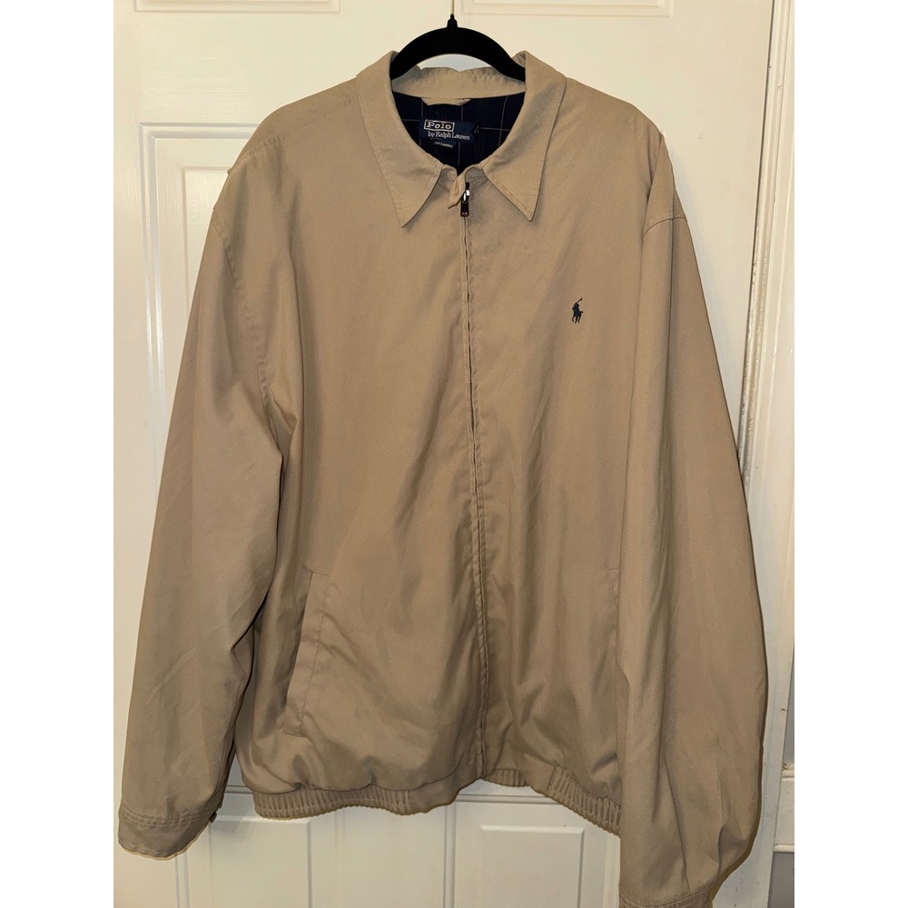 Polo Ralph Lauren Tan Harrington Jacket Plaid Lined Beige 2LT Tall Mens vintage